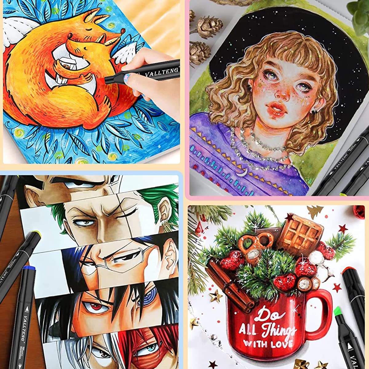 HASTHIP 60 Colors Alcohol Markers Pens,Dual Tip Twin Marker Pens Acrylic Marker Pens,Anime&Manga Colouring Pens With Carrying Case For Painting Sketching Calligraphy Drawing Graffiti Design,Black HASTHIP 60 Colors Alcohol Markers Pens,Dual Tip Twin Marker Pens Acrylic Marker Pens,Anime&Manga Colouring Pens With Carrying Case For Painting Sketching Calligraphy Drawing Graffiti Design,Black